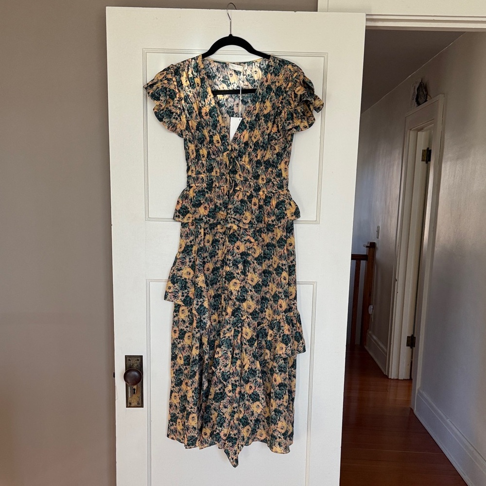 Ulla Johnson Avia Floral Ruffle Maxi Dress NWT